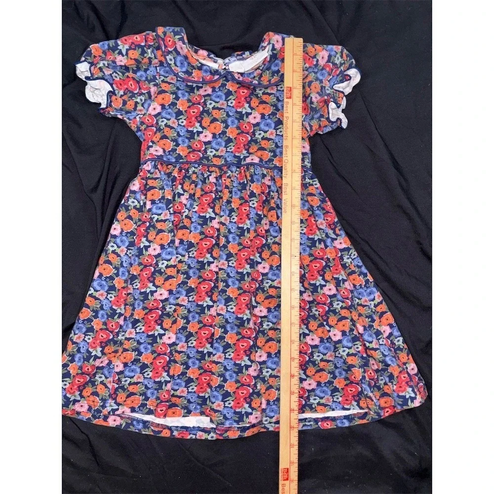 Swoon Kids Dress Girls Size 6 Navy Floral Fit & Flare Peter Pan Collar
